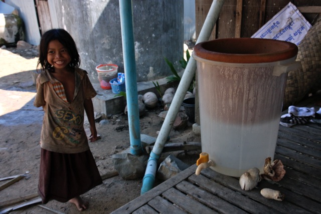 Girl with water filter
